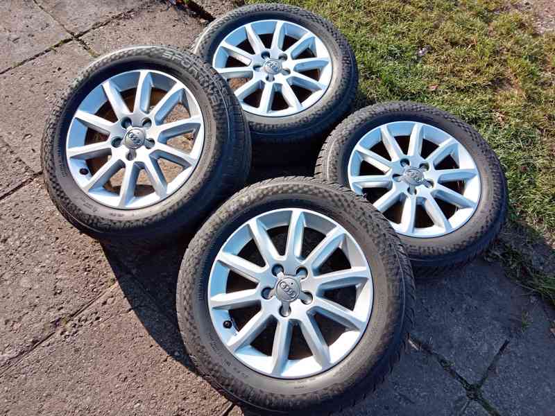 Zimní Alu kola 16ky 5x112 pneu 85% AUDI VW ŠKODA MERCEDES - foto 5