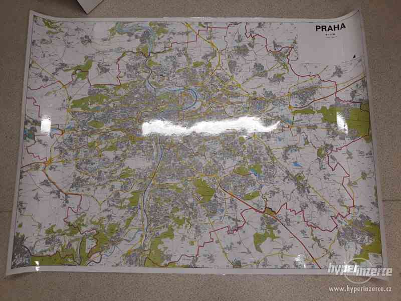 Laminovaná mapa Praha 152x110 cm s uchycením. - foto 1