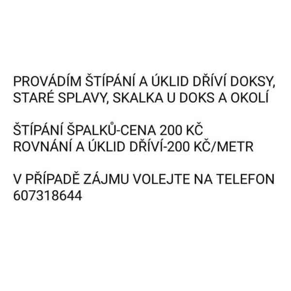 Obrázek k inzerátu: Pomocné a úklidové práce Doksy a okolí