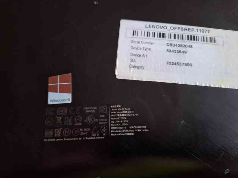 Notebook Lenovo Y50-70 Touch/ model 20349 - foto 4