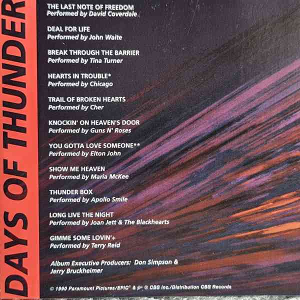 CD - DAYS OF THUNDER / Music From The Motion Picture Sountr. - foto 3