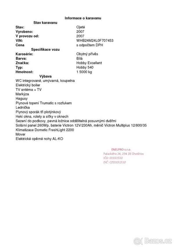 Ostatní Prodej karavanu Hobby 540 Exce - foto 2