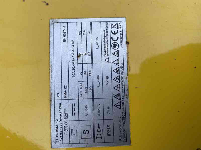 Svářečka INVERTOR 120A Proteco 51.11-MMA-121 - foto 2