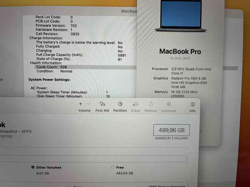 Macbook Pro 15" 2017 i7/512GB/16GB touchbar A1707 - foto 6