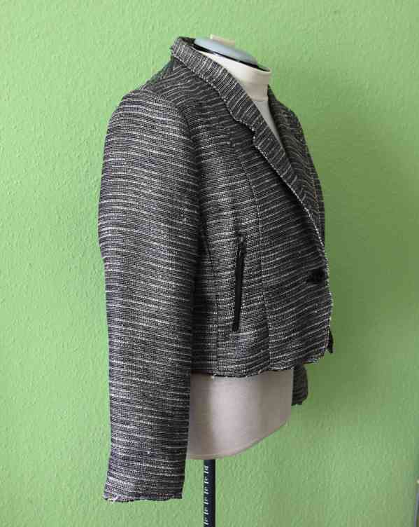 Šedostříbrné efektní sako z hrubé tkaniny Tara, XL - foto 2