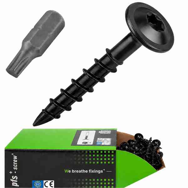 Černé vruty s talířovou hlavou, +bit, torx, kvalitní,skladem - foto 1