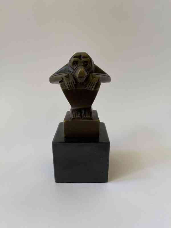 Opice - bronzová socha Art Deco - foto 1