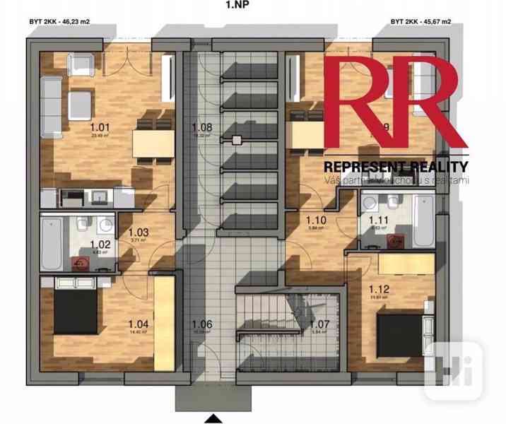 Prodej bytu 2+kk v Líšťanech, novostavba s parkovacím stáním a zahrádkou, developerský projekt - foto 4