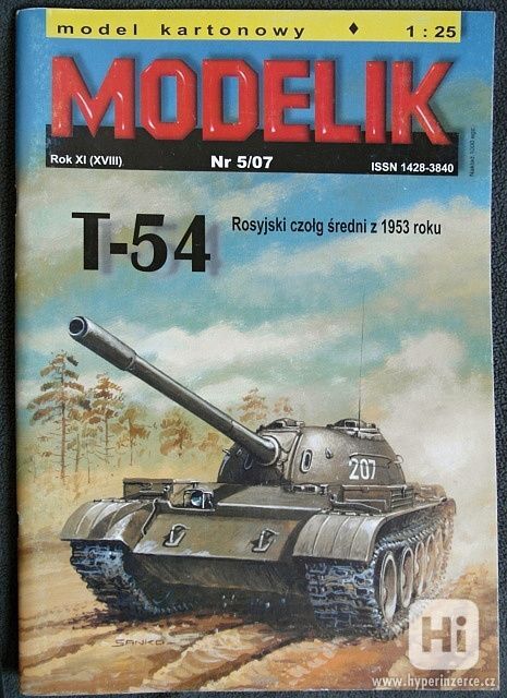 T-54 Modelik 1/25 vystřihovánka - foto 1
