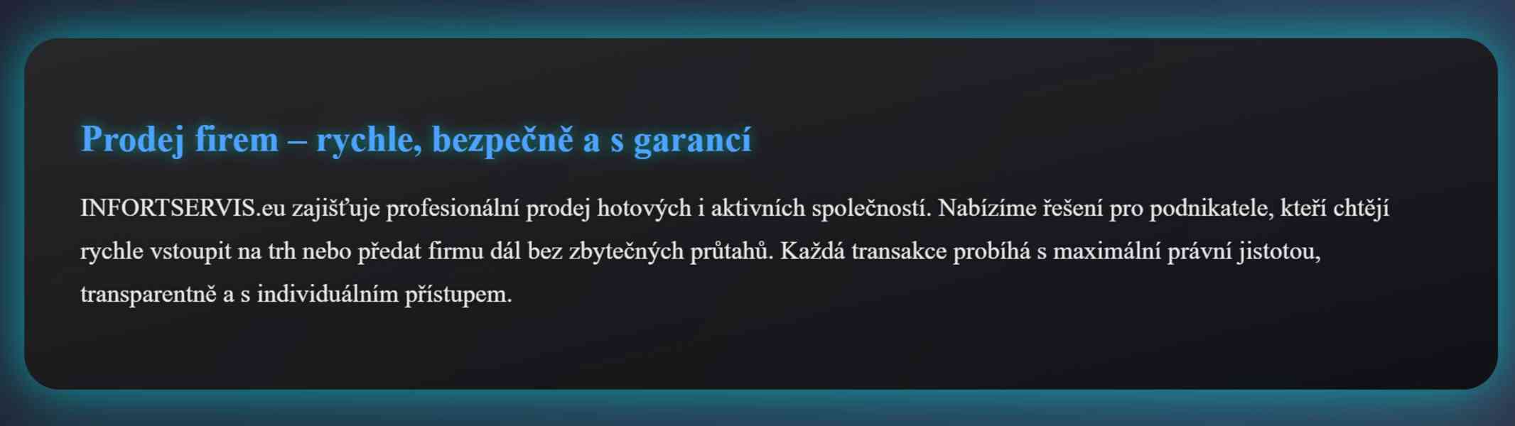 NA PRODEJ: ZAVEDENÁ S.R.O. – KVARTÁLNÍ PLÁTCE DPH  - foto 2
