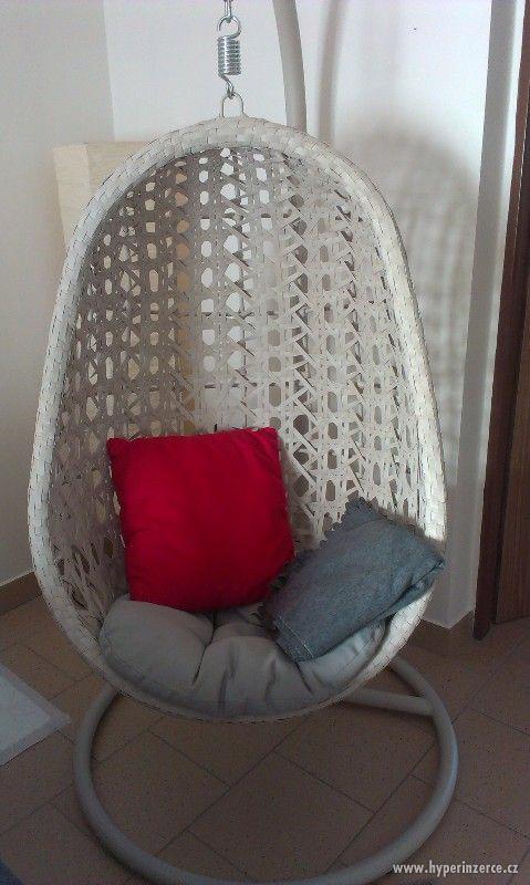 Závěsné houpací křeslo - vajíčko (světle šedý umělý ratan) - foto 1