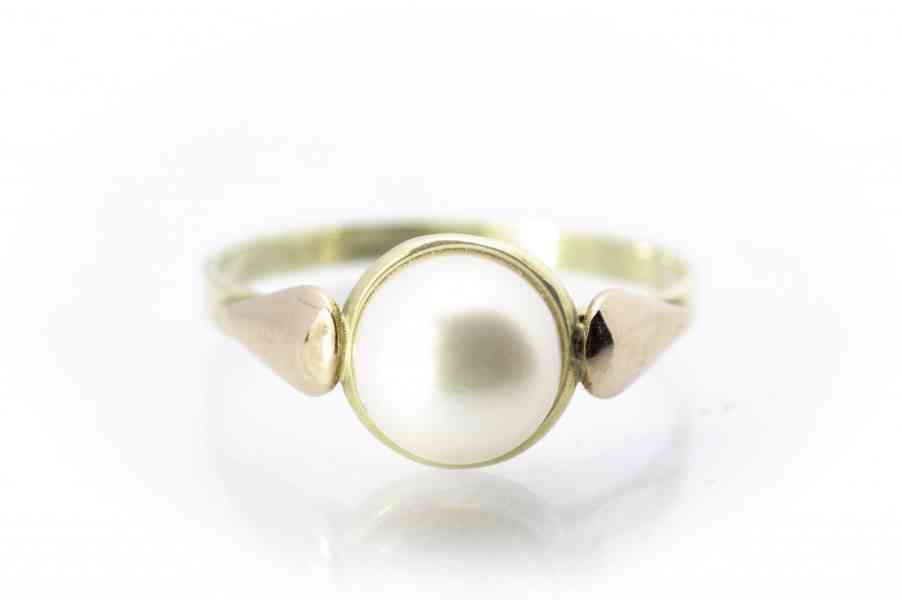 Zlatý prsten s perlou, vel. 58 - foto 1
