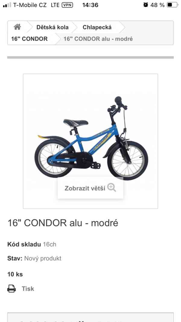 Nové dětské kolo KONDOR 16-alu - foto 2