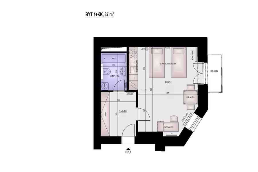 Pronájem  bytu v Brně 1+kk s balkonem, 37 m2 - foto 10