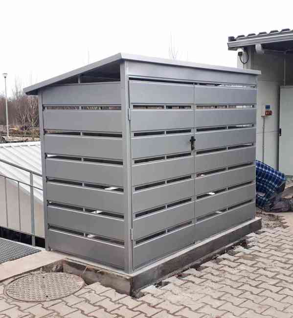 přístřešek na popelnice spád dozadu 2,4x1,2m stříbrný TS585 - foto 3