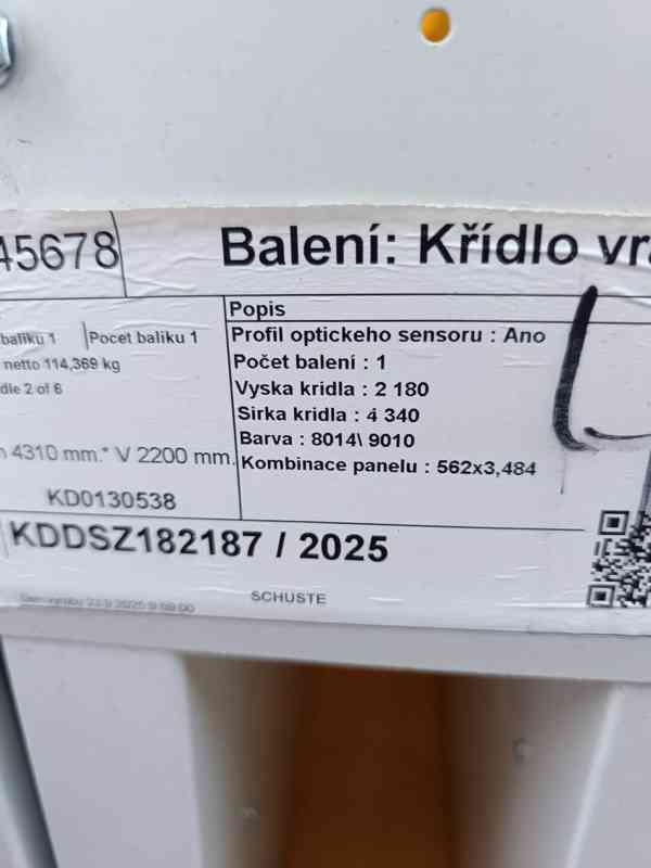 Sekční vrata, nové, rozměr: 4340/2180 - foto 2