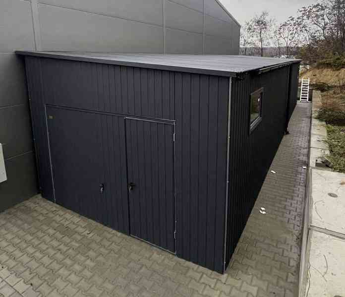 Plechova garáž 4,5x10m 2x  výklopná vrata 2x  dveře TS1009 - foto 3