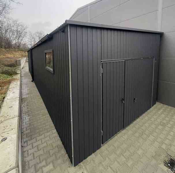 Plechova garáž 4,5x10m 2x  výklopná vrata 2x  dveře TS1009 - foto 2