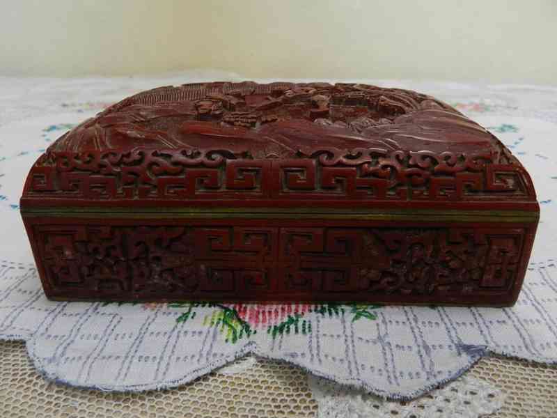 Zajímavá velmi stará lakovaná čínská Krabička Dóza Smalt - foto 3