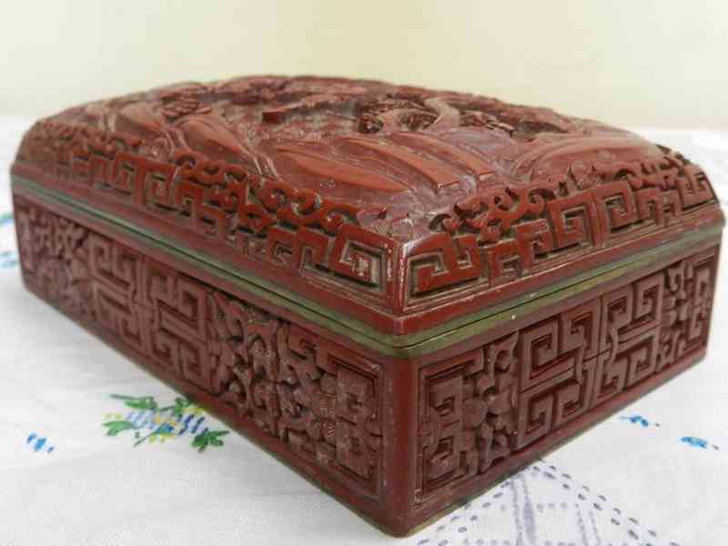 Zajímavá velmi stará lakovaná čínská Krabička Dóza Smalt - foto 5