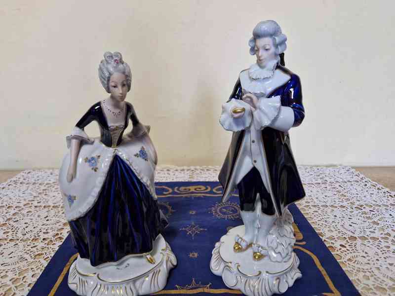 Luxusní párové sošky Dáma a Kavalír Rokoko Royal Dux - foto 2