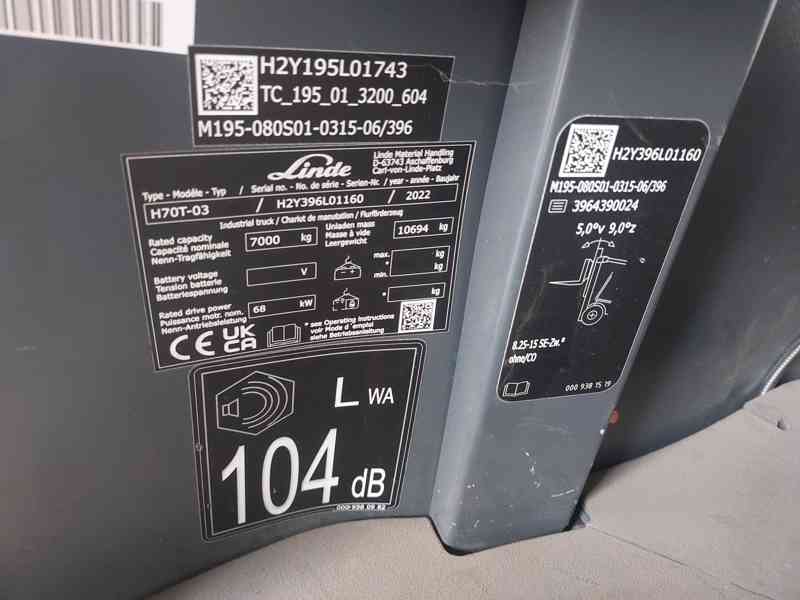 Čelní vysokozdvižný vozík Linde typ H70T - 2022 - 417 mth - foto 7