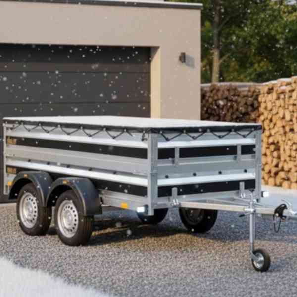Přívěsný vozík NOVÝ – AKČNÍ SET: BOČNICE + PLACHTA, DPH