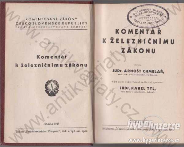 Komentář k železničnímu zákonu 1938 Čs. kompas - foto 1