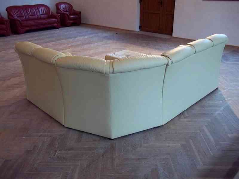 058 Kožená rohová sedací souprava sedačka krémová  - foto 3