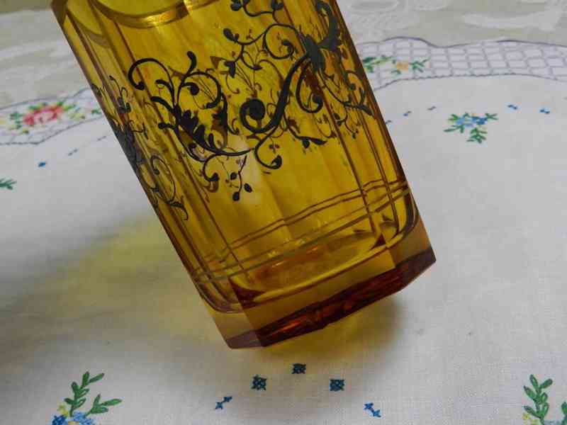 Hezká velmi stará broušená zlacená Sklenice  - foto 4