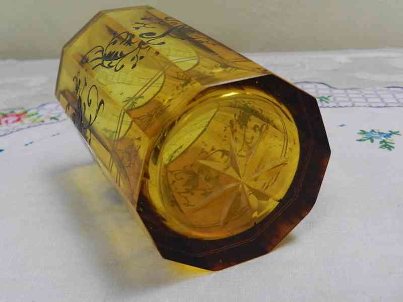 Hezká velmi stará broušená zlacená Sklenice  - foto 5