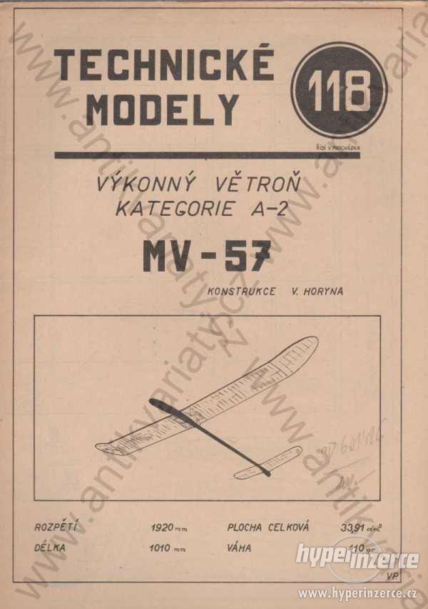MV - 57 Výkonný větroň kategorie A-2 č. 118 - foto 1