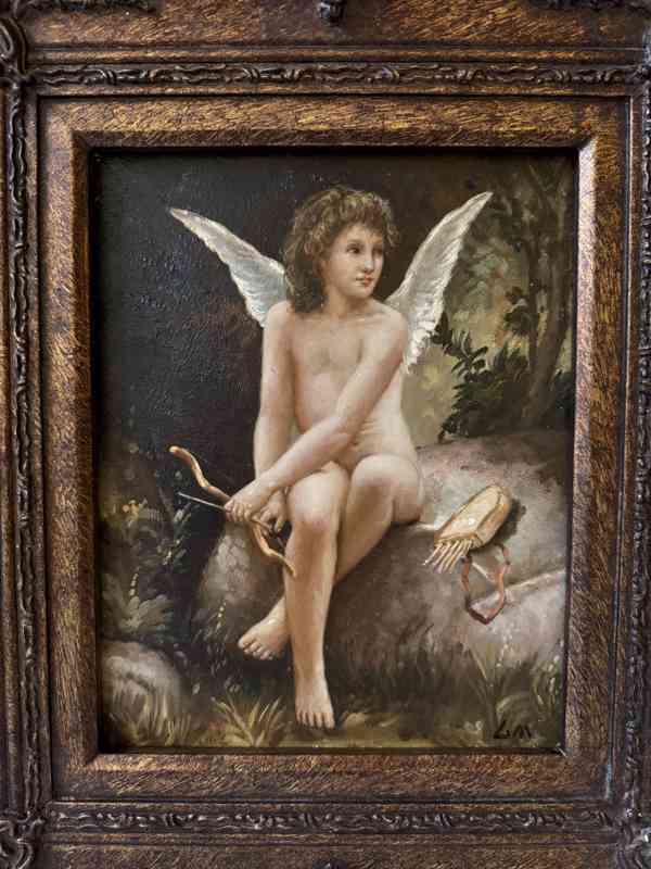 Anděl - obraz ve zlatém zdobeném rámu - foto 2