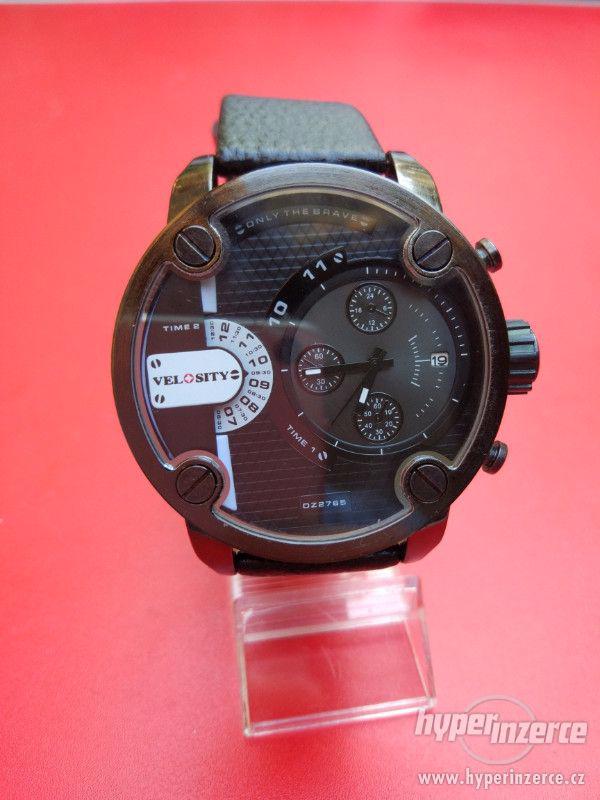 Velké pánské hodinky Diesel style, Velosity černé, kožený pá - foto 1