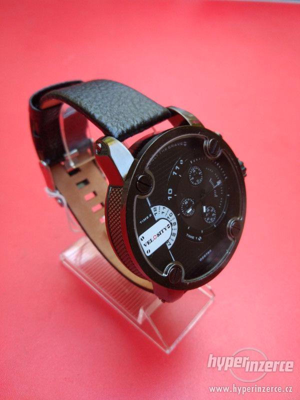 Velké pánské hodinky Diesel style, Velosity černé, kožený pá - foto 3
