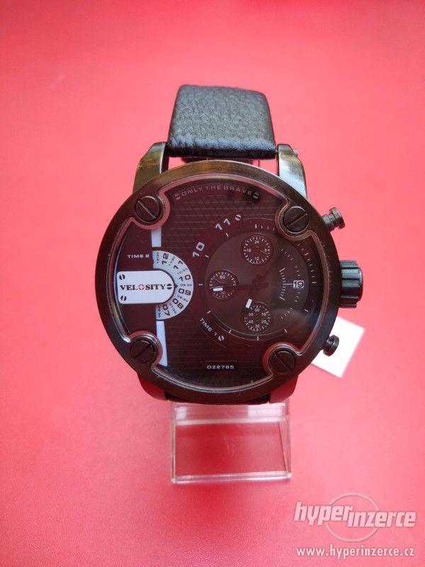 Velké pánské hodinky Diesel style, Velosity černé, kožený pá - foto 5
