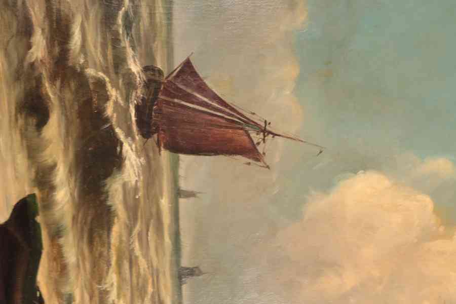 Velký obraz „Lodě u pobřeží” signovaný - foto 3