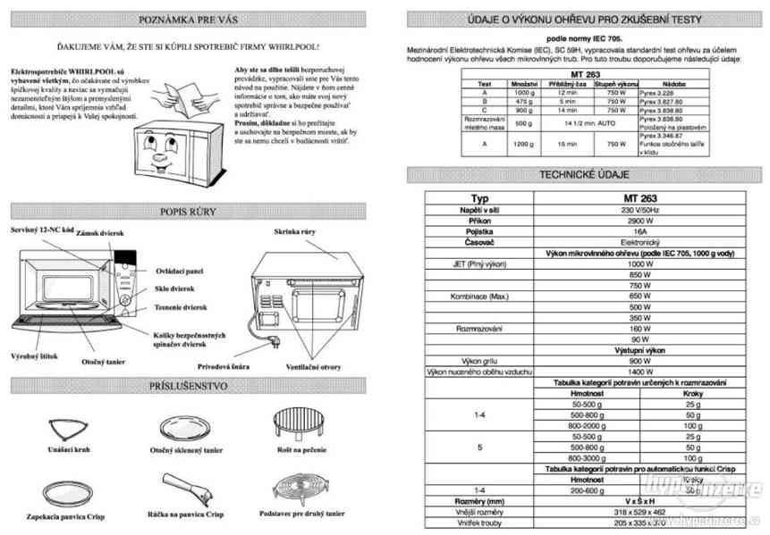 Mikrovlnná trouba Whirlpool MT 263 - foto 6