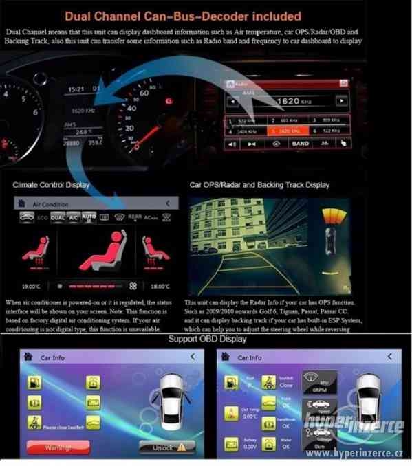 VW SKODA SEAT Dotyk Autoradio Navi GPS DVD BT USB DVB-T TV - foto 5