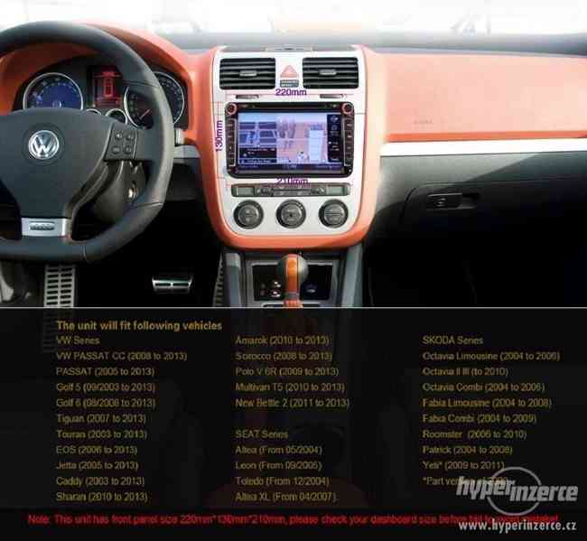 VW SKODA SEAT Dotyk Autoradio Navi GPS DVD BT USB DVB-T TV - foto 6