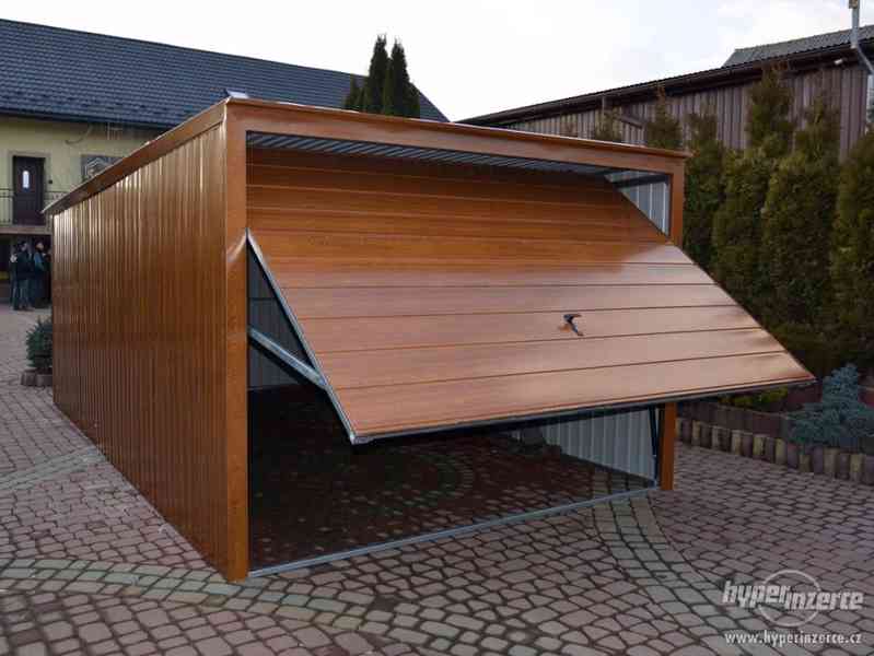 Plechová garáž,střecha dozadu,dvoukřídlá vrata,pozink plech - foto 10