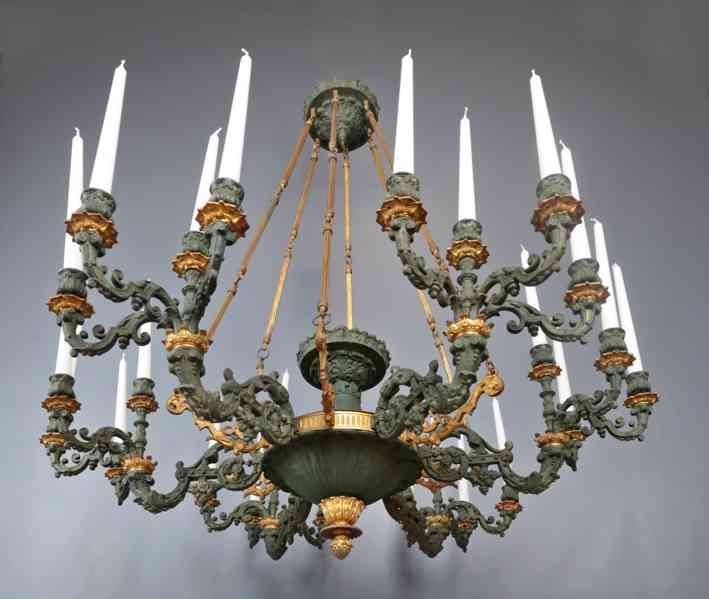 Palácový francouzský empírový lustr 24 svíček - foto 1