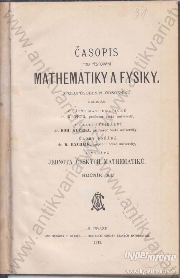 Časopis pro pěstování mathematiky a fysiky 1911 - foto 1