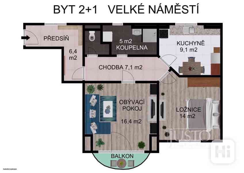 Prodej 2+1, 60 m², Písek - Velké náměstí - foto 6