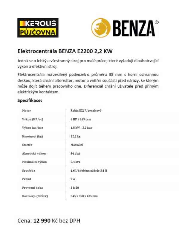 Elektrocentrála BENZA E2200 2,2 KW - foto 2
