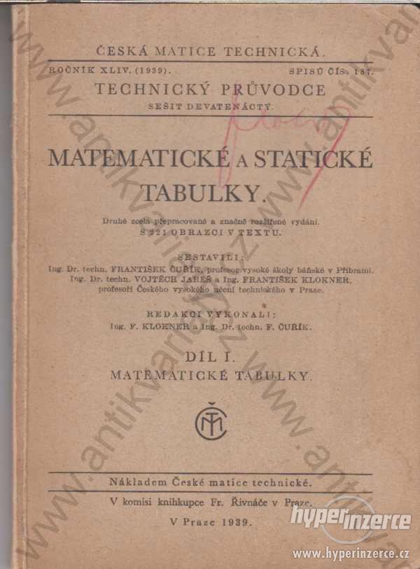 Matematické a statické tabulky  1939 - foto 1