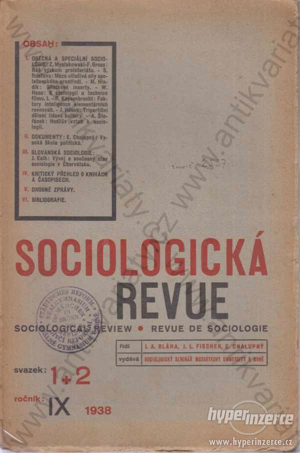 Sociologická revue - 2 svazky 1938 - foto 1