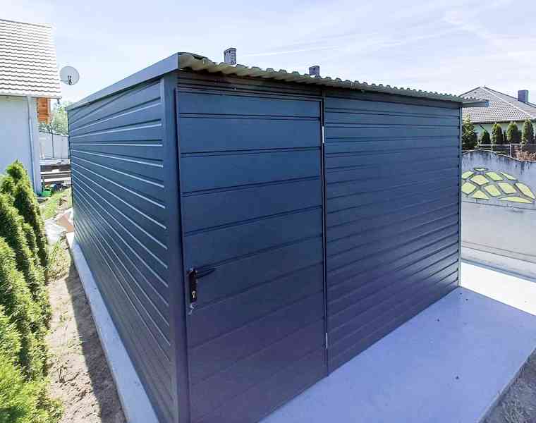 Plechová garáž 3m x 6m, spád dozadu - výklopná vrata TS230 - foto 6
