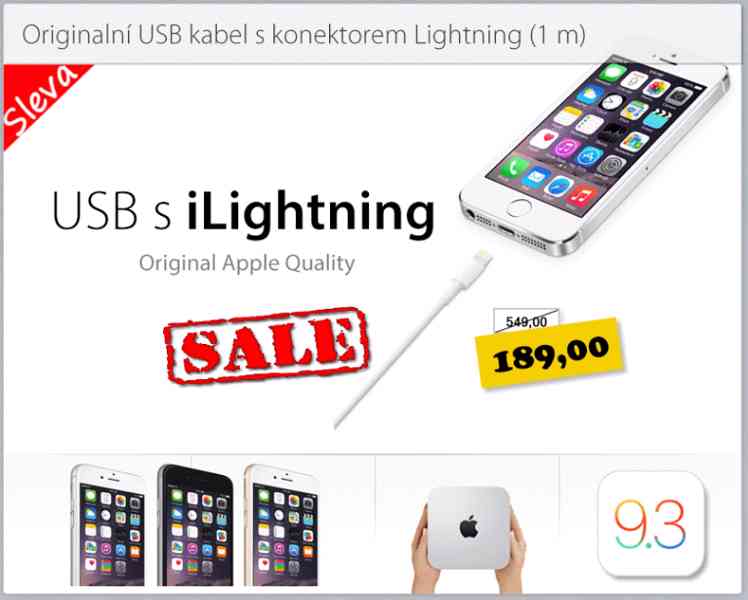 Originální lightning kabel Apple pro iPhone 5/5s/6/6s a iPad - foto 2