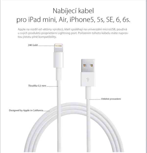 Originální lightning kabel Apple pro iPhone 5/5s/6/6s a iPad - foto 3
